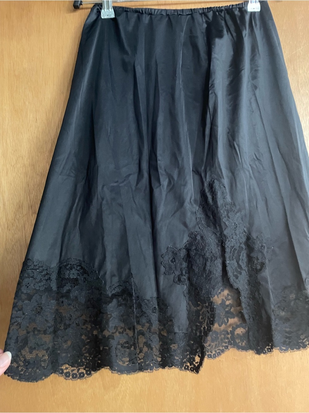 Black Lace Hem A-Line Skirt - Picture 2 of 7